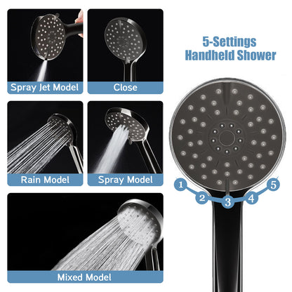 Shower Head,8”Rain Shower Head with Handheld Spray Combo with ON/OFF Pause Switch and 11'' Angle Adjustable Extension Arm/Flow Regulator,Shower Heads High Pressure Easy to Clean Bathtub,Matt Black