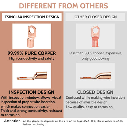 Scilulu 120Pcs Copper Wire Lugs AWG2 4 6 8 10 12 with Heat Shrink Set, 60Pcs Battery Cable Lugs Battery Cable Ends Ring Terminals Connectors with 60Pcs Heat Shrink Tubing Assortment Kit