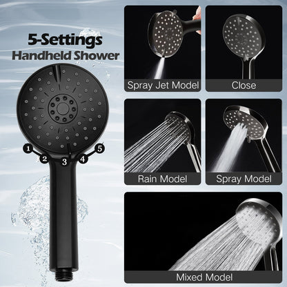 Shower Head, 8” Rain Shower Head with Handheld Spray High Pressure Rainfall with 5FT Hose, Flow Regulator, NozzleEasy to Clean Bathtub or Pets,Chrome