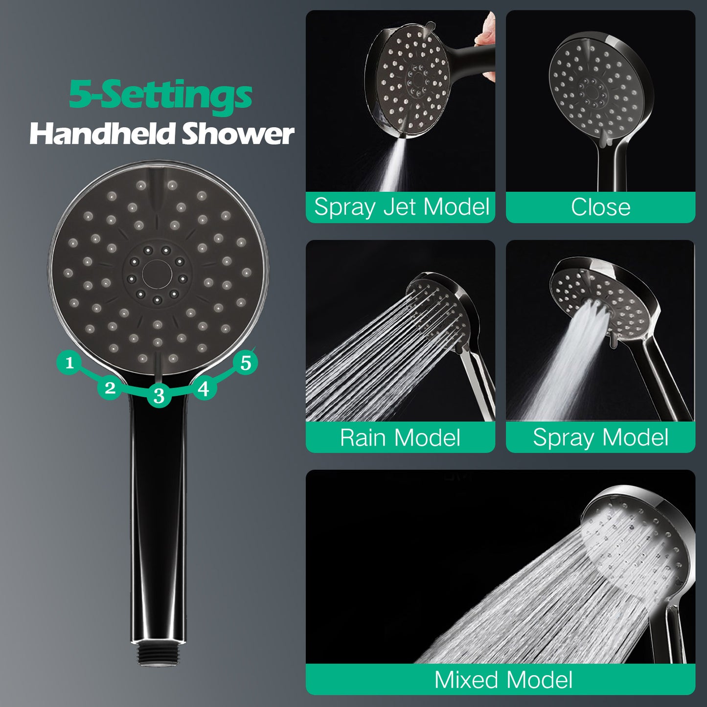 Shower Head,10”Rain Shower Head with Handheld Spray Combo with ON/OFF Pause Switch and 11'' Angle Adjustable Extension Arm/Flow Regulator,Shower Heads High Pressure Easy to Clean Bathtub,Matt Black