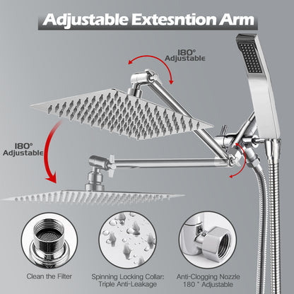 8'' Shower Head,Shower Head with Handheld, High Pressure Rain Shower Head with Stainless Steel Long Hose for Bathroom