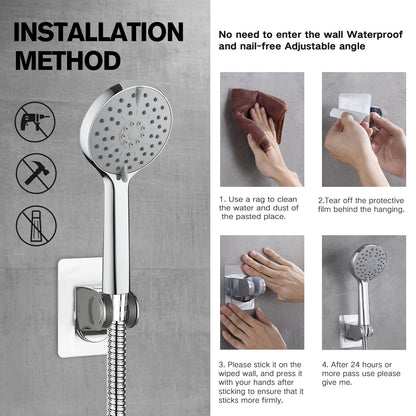 Shower Head,8”Rain Shower Head with Handheld Spray Combo with ON/OFF Pause Switch and 11'' Angle Adjustable Extension Arm/Flow Regulator，High Pressure Nozzle Easy to Clean Bathtub,Chrome (silver-4)